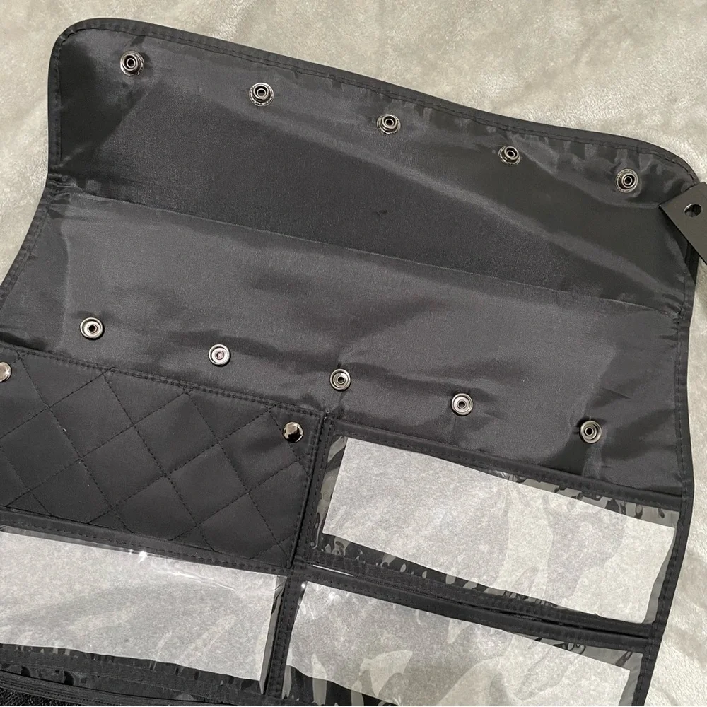 Mary Kay Quilted Hanging Jewelry Makeup Organizer Double Sided Black Travel